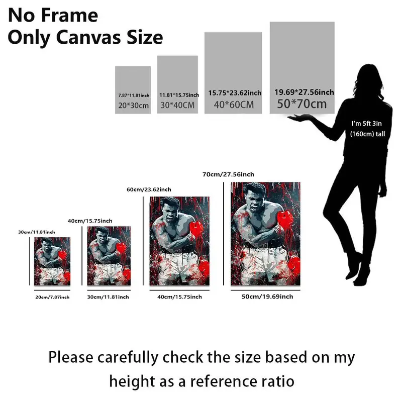 Boxing Man Pattern Canvas Painting without Frame, 1 Count Modern Wall Art Painting, Wall Decor for Home Living Room Bedroom Office, Decoration, Artistic, Funny Gift, Room Accessories 1