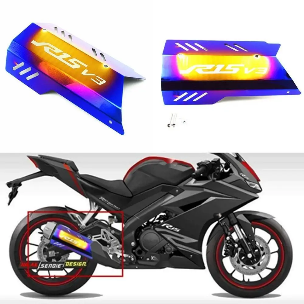 Ống xả Yamaha R15v3, Nắp chống bỏng, Thép không gỉ và Titan, Vách ngăn nhiệt đốt, Sản phẩm xả, Áp dụng cho Yamaha Phụ Kiện Phụ Tùng