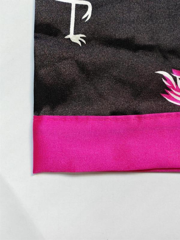 【Plus Size】 Flamingo Print Belted Robe, Casual Long Sleeve Robe, Women's Sleepwear for Spring & Fall 6