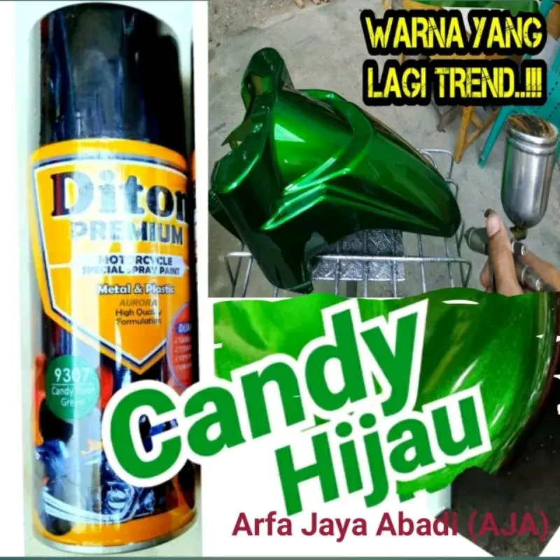 Cat Pilok Pilox Pylox Diton Premium Candy Tone Green Hijau 9307 400 CC Kendi Cendi Hijau Sepeda Motor Mobil Helm Mesin Candi Cendi Kendi Canditon Ijo ijo Trans Car Paint Kendaraan Metallic