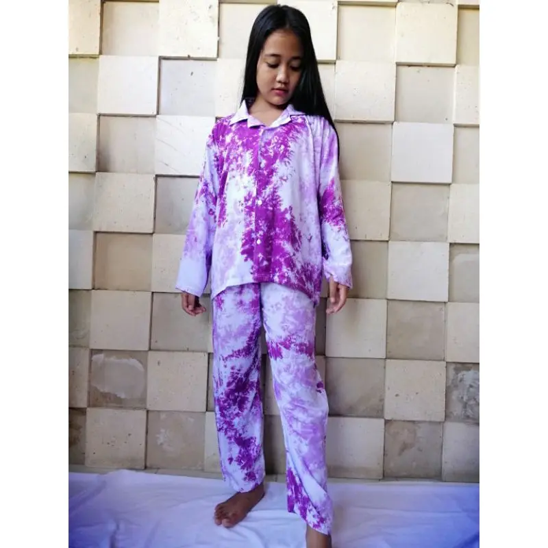Set Pajamas Tie Dye Rayon Bali Anak Lengan Panjang (10-11 th) / PIYAMA TIDUR / PIYAMA BEST SELLER 4