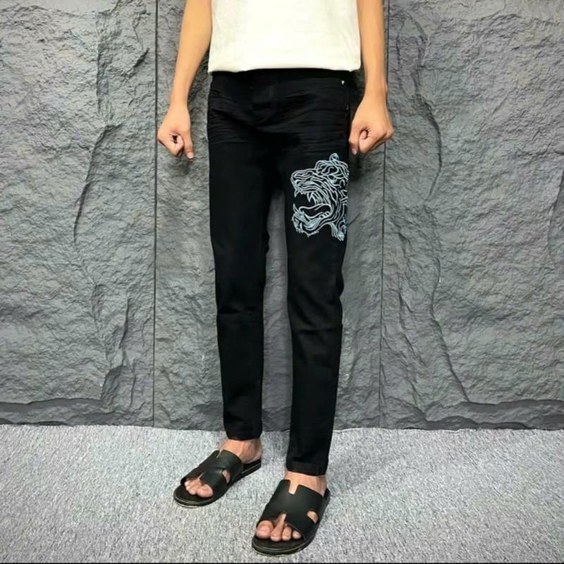 Quần jean nam dài khoá 4 cúc thêu hoạ tiết hổ siêu hot, phong cách trẻ trung sang trọng, mẫu mới hot trend