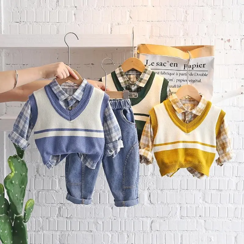PROMO 8.8 Candytown Setelan 3in1 Kemeja Bayi anak Laki-laki Lengan panjang Berkualitas SET ODSSEY EBV 0