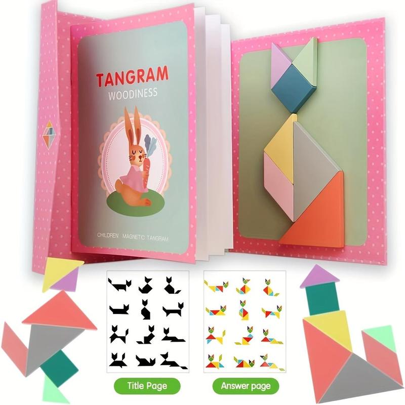Tangram Puzzle Book, Random Color Tangram Puzzle Toy, Early Education Learning Challenge Toy, Gift for Boys & Girls 4