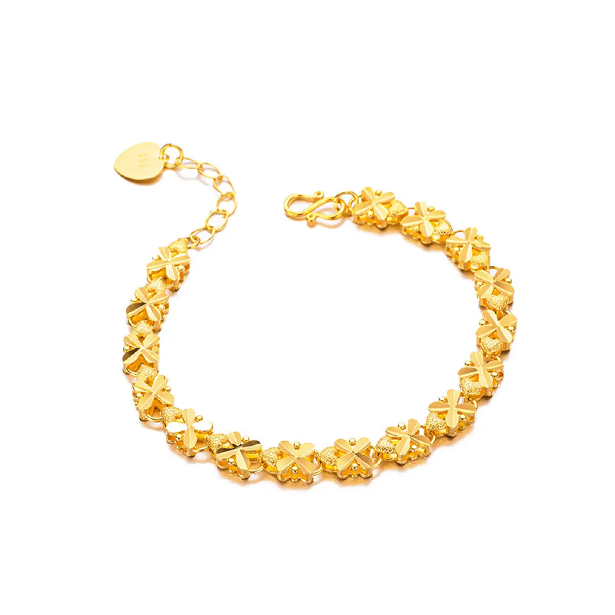 24K Gold Plated Clover Sand Gold Bracelet |   Lucky Four-Leaf Colorfast Jewelry for Women