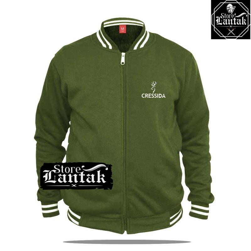 Varsity Resleting Cressida Keren  Text Putih Jaket Pria Wanita Keren Oversize Cewek Cowok Wanita Keren Oversize Cewek Cowok 3