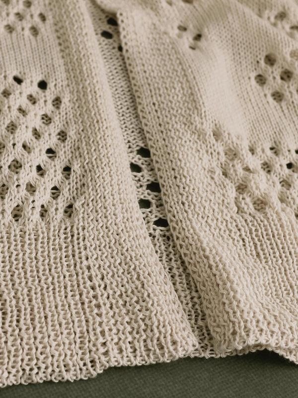 Women's Plain Hollow Out Open Front Cardigan, Casual Cover Up Knitwear for Summer, Fashion Women's Knit Clothing for Daily Wear 5