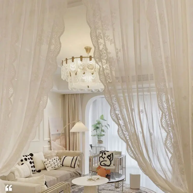 Màn Cửa Sổ Ren, Phong Cách Công Chúa, Gạc Trắng, Rèm Tủ, Không Đục Lỗ, Khóa Dán 2