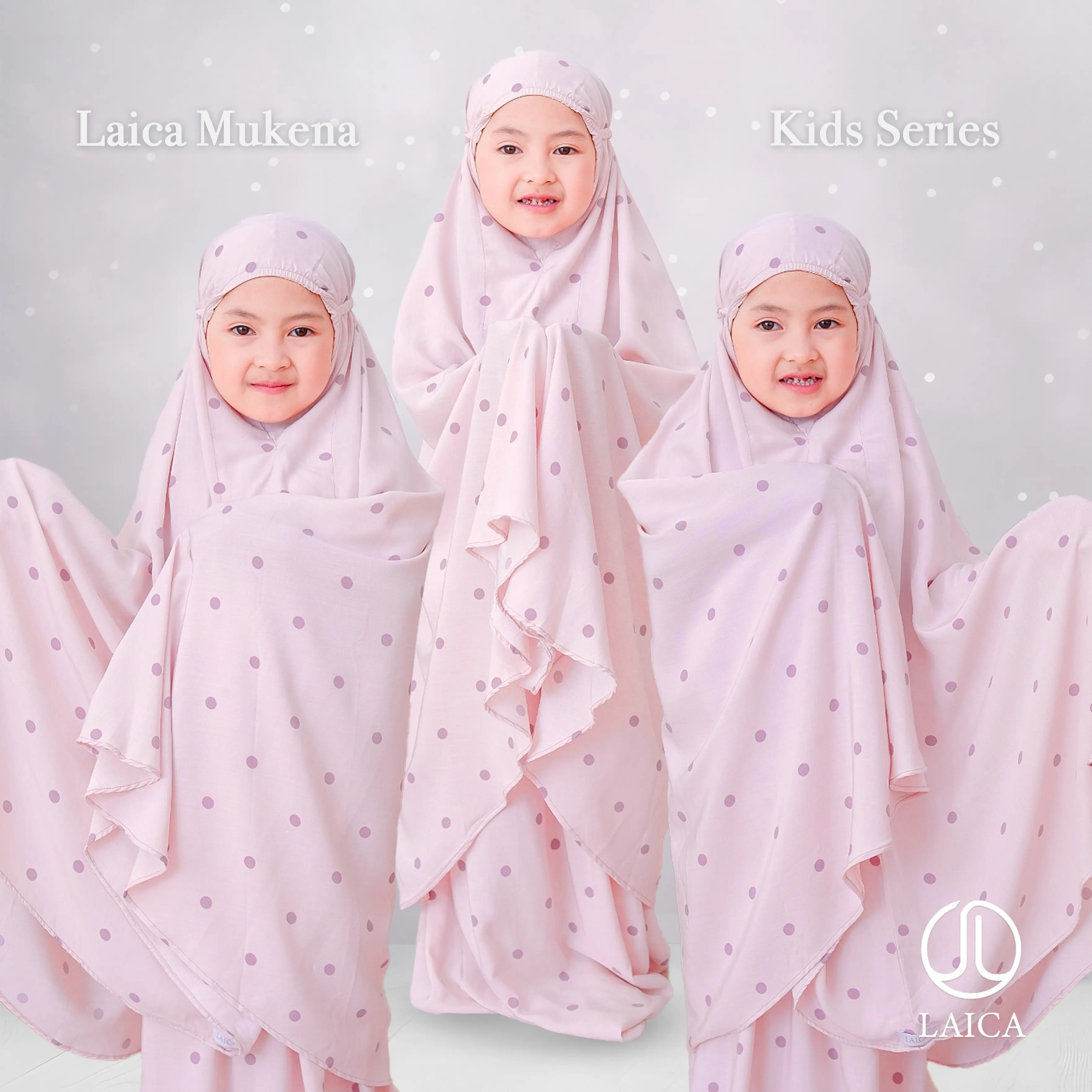 Mukena Kombinasi Rayon Laica Kids Muslim Panjang Tanggung Gamis Renda Dress Couple