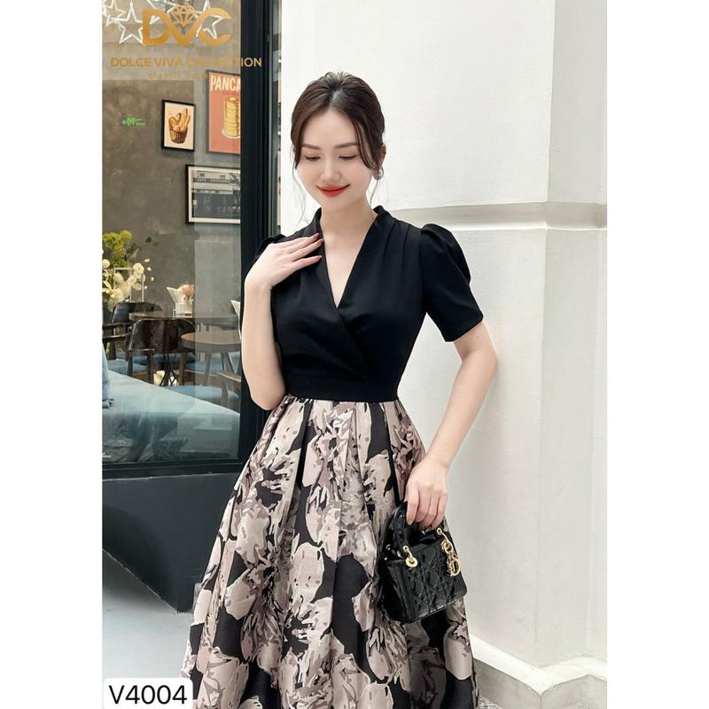 Váy Thiết Kế Cao Cấp Phối Tùng Xòe Tiểu Thư, Sang Trọng V4004 - Thương Hiệu DVC 3