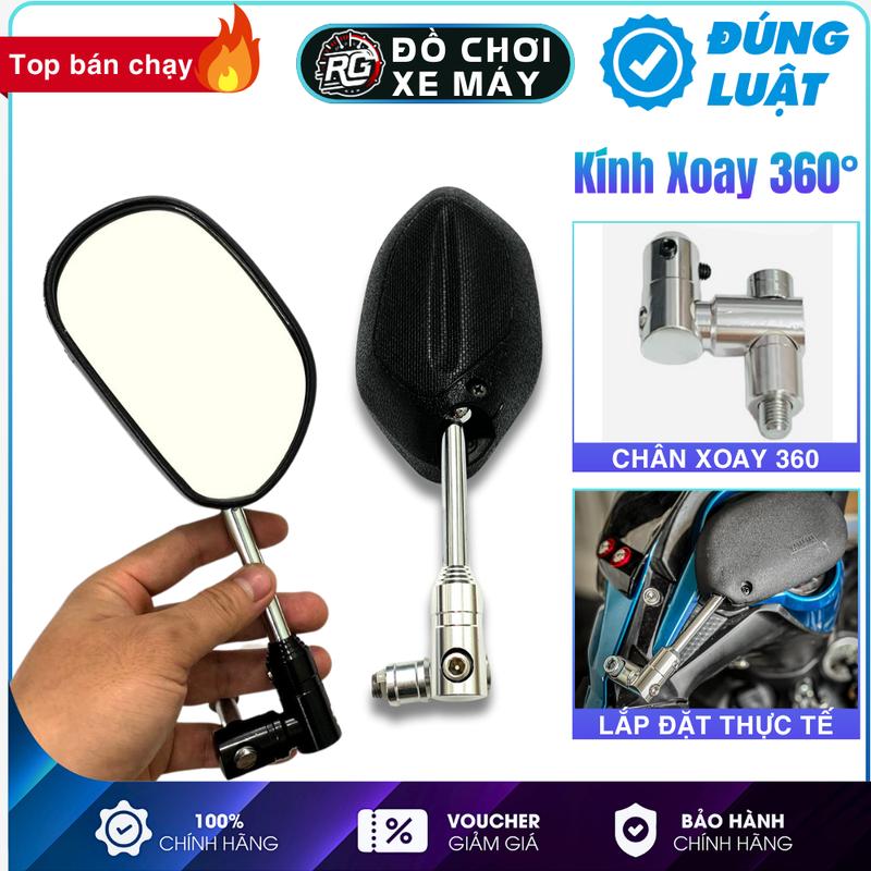 Gương Chiếu Hậu Xoay 360 Độ, Kính Chiếu Hậu Xe Máy 10ly Ren Thuận cho Xe Máy SH/AB/Vario/Winner/Exciter...