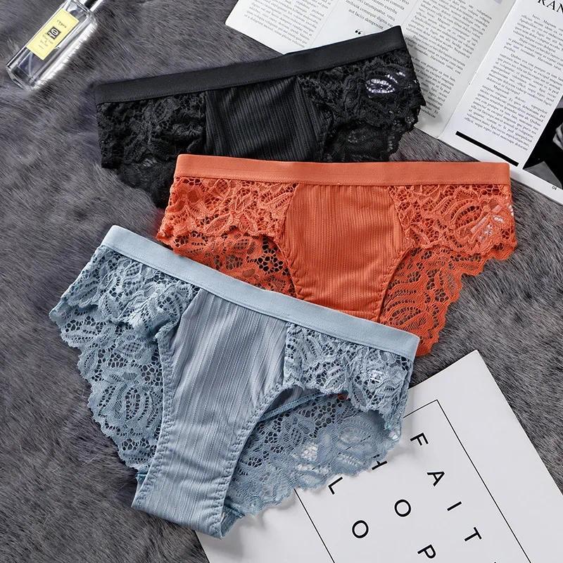 Product Introduction of Fashion Women Lace Flowers Panties Underwear Soild Color Soft Briefs Breathable Seamless Lingerie Female Low Waist Underpants 1