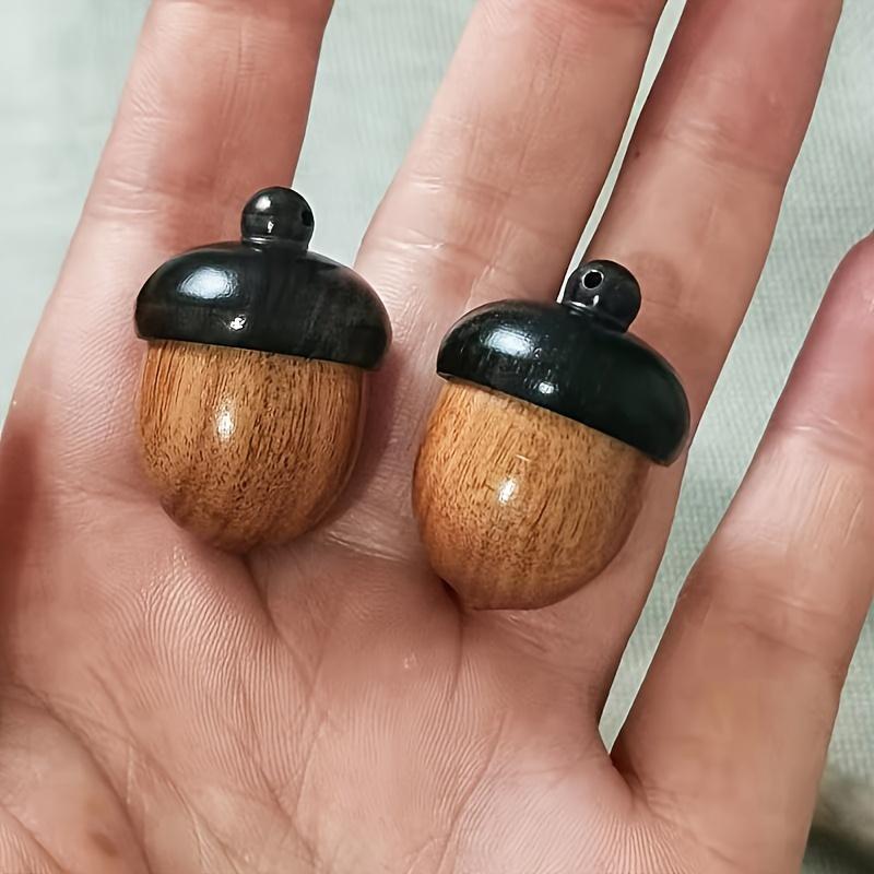 Random Color Wooden Acorn Shaped Ornament, 1 Count Creative DIY Pendant, Keychain Car Hanging Pendant for Jewelry, Votive Bottle 3