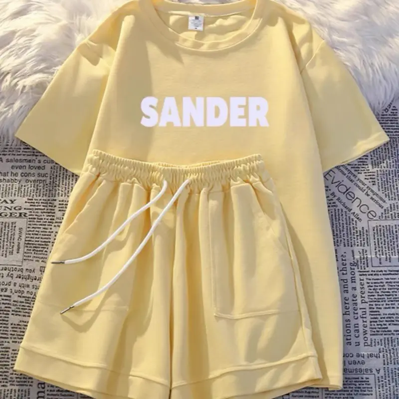 Short-Sleeved Shorts Sports Suit Women's Summer 2024 New Korean Style Loose Youthful-Looking Versatile Casual Outdoor Clothing Lingerie