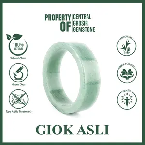 (Siap Kirim) Cincin Pria Wanita Batu Giok Hijau Asli Natural Jadeite Jade Type A