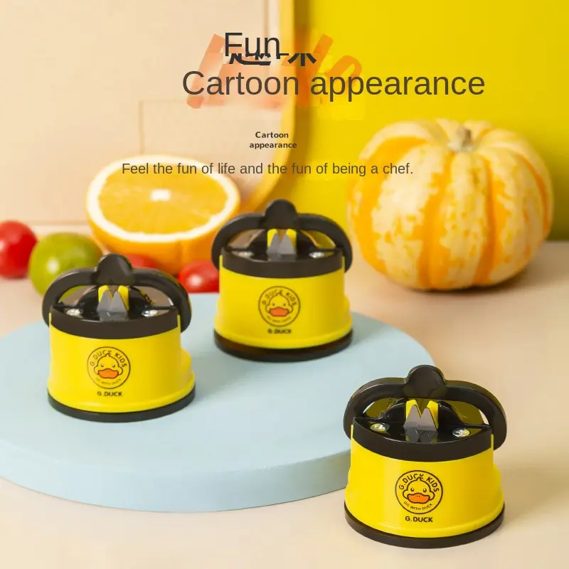 Dụng Cụ Mài Dao, Kéo, Cỡ Nhỏ Thiết Kế Hình Vịt Vàng, Loại Cốc Hút, Thiết Kế Một Miệng, Được Làm Bằng Thép Vonfram, Mài Đá, Nhanh Chóng, Thích Hợp Cho Dao Dụng Cụ Nhà Bếp 0