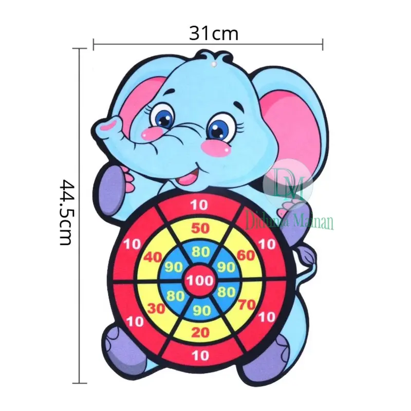 Mainan Edukasi Anak Cowok Cewek Toys Dart Game Papan Gajah Lempar Bola Tempel 6