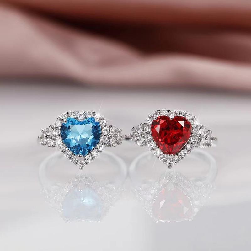 Product Introduction of Xiyin Hot-Selling Ocean Heart Pendant Necklace Beautiful Light Luxury Niche Ring Earring Set Summer Clavicle Chain 3