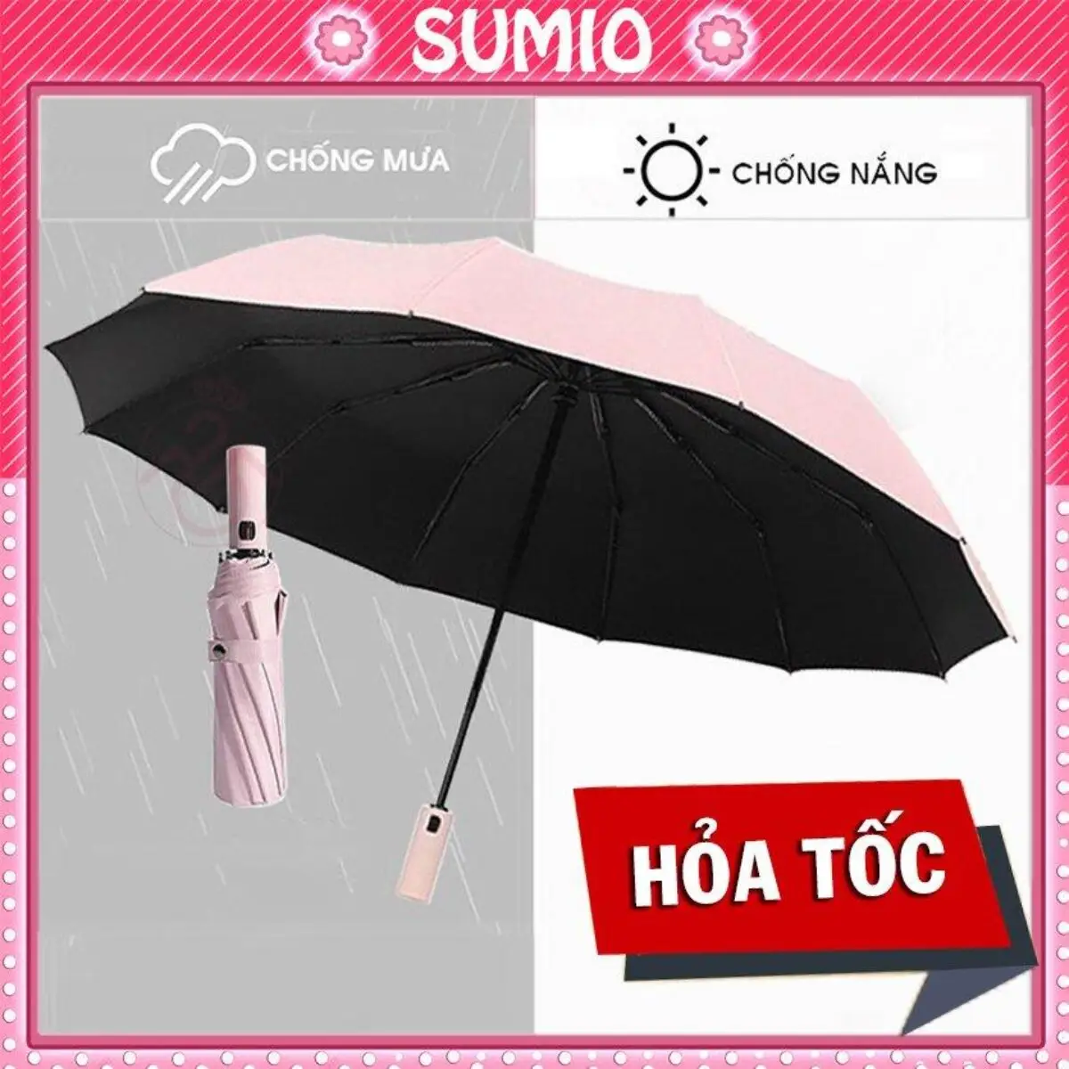 Sumio_offical Ô Che Mưa Dù Che Nắng 12 Nan 10 8 Nan Gấp Đóng Mở Tự Động Gấp Gọn Cầm Tay Tiện Lợi Mở 2 Chiều Cho Xe Hơi Ô Tô Chất Liệu Vải Dù Không Thấm Nước