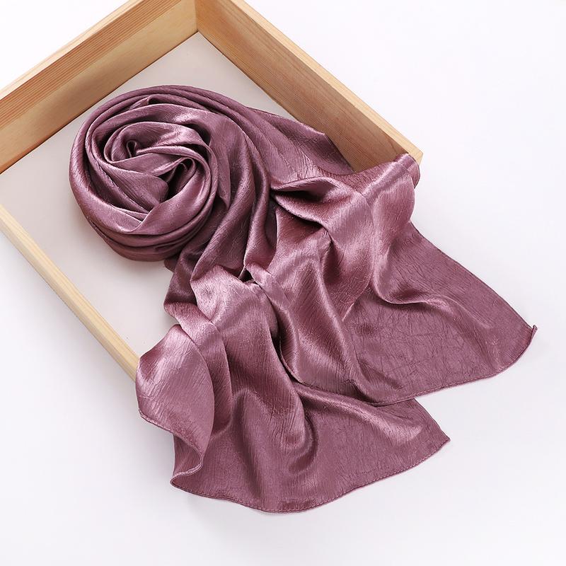 Product Introduction of Pashmina hijab Malaysia New Artificial Silk Silky Satin Scarf Women's Shawl Toe Cap Headscarf 29