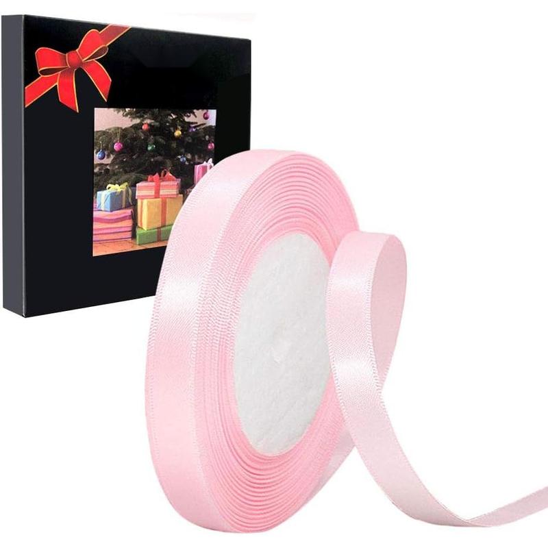 Solid Color Pink Satin Ribbon 2/5 inch X 25 Yard, Ribbons Perfect ...