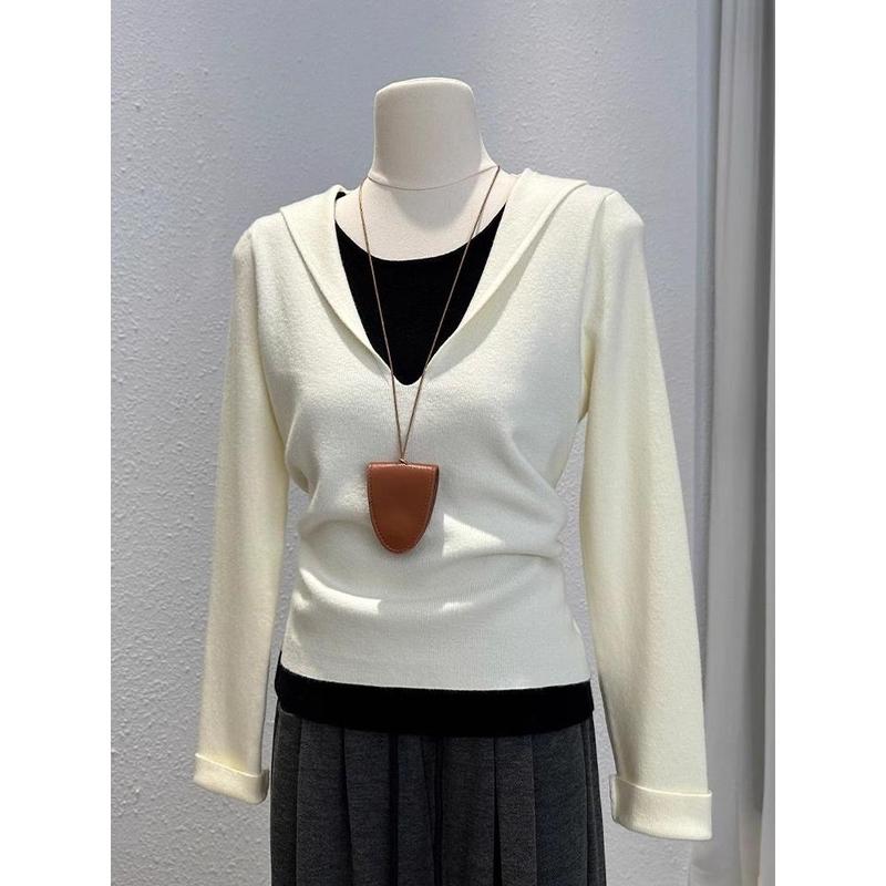 Áo Hoodie Sơ Mi De Lông Cừu, Thiết Kế Đẹp OOTD, Giả Hai Lớp, Dài Tay, Áo Cánh Nữ, Hàng Mới Về Mùa Thu, Ấm Áp, Có Thể Mặc Bên Trong Áo Cánh 2