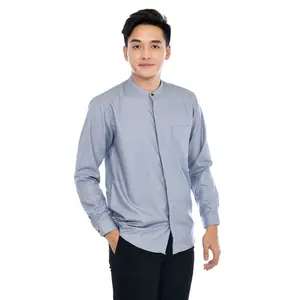 HIZZAGHI Kemeja Koko Pria Dewasa Lengan Panjang Polos Katun Toyobo Fodu Baju Fit Muslim Nyaman Ideal untuk Gaya Santai dan Acara Formal