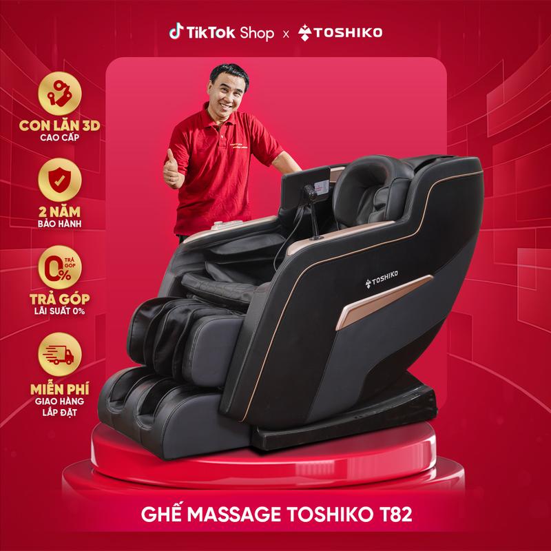 Ghế massage Toshiko T82  điều khiển giọng nói tiếng Việt, công nghệ massage con lăn 3D Nhật Bản, đa chức năng, túi khí kép