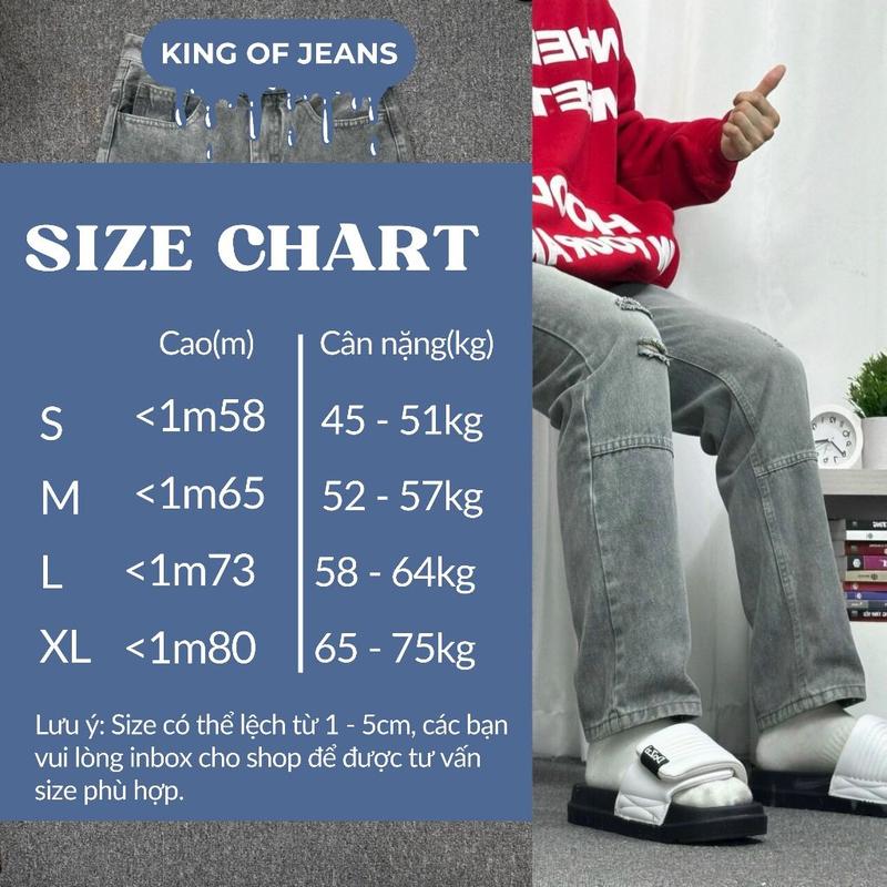 Quần Jean Nam Trơn Basic Màu Xám Ống Đứng, Quần Jean Baggy Nam Rách Gối Đơn Giản 109 - KOJ Menswear Pants 6