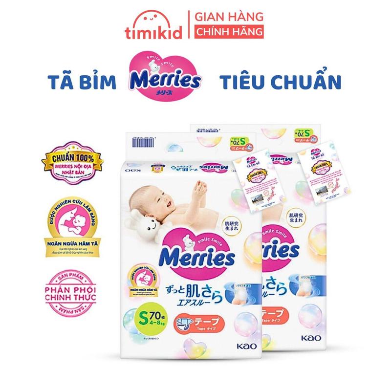 Tã/bỉm dán/quần Merries Tiêu Chuẩn Nhập Khẩu Chính Hãng Đủ Size NB/S/M/L/XL/XXL