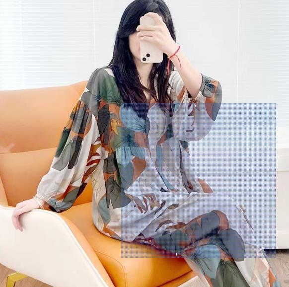 Product Introduction of Cotton and silk short-sleeved dress, summer new anti-bumping loose nightdress loose can be worn outside thin loungewear women 0