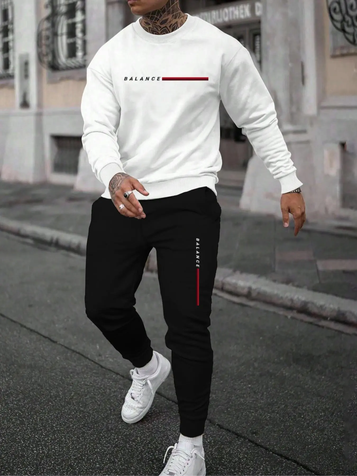 Men's Letter Print Sweatshirt & Pants Two-piece Set, Casual Long Sleeve Pullover & Jogger Pants for Fall & Winter, Men's Two-piece Outfits for Daily Wear