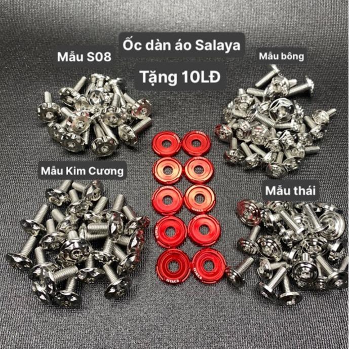 ỐC DÀN ÁO SALAYA INOX 304 KÈM 10 LÔNG ĐỀN NHÔM ĐỎ Phụ kiện