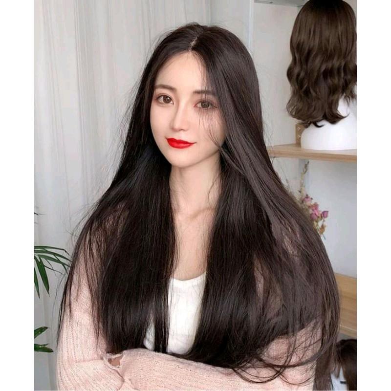 [ Tóc giả cao cấp ] Tóc giả nguyên đầu hàng móc tay siu da đầu thẳng  tự nhiên giống thật 99%