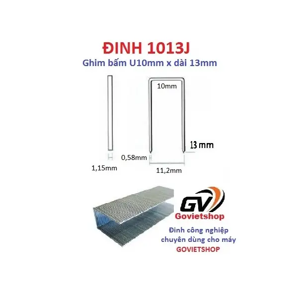 Đinh 1013J - LĐ hình con Cá - hộp 5.000 cây ghim U10 x chân dài 13mm - sử dụng nạp Máy bắn đinh J10 bắn gỗ ván 2