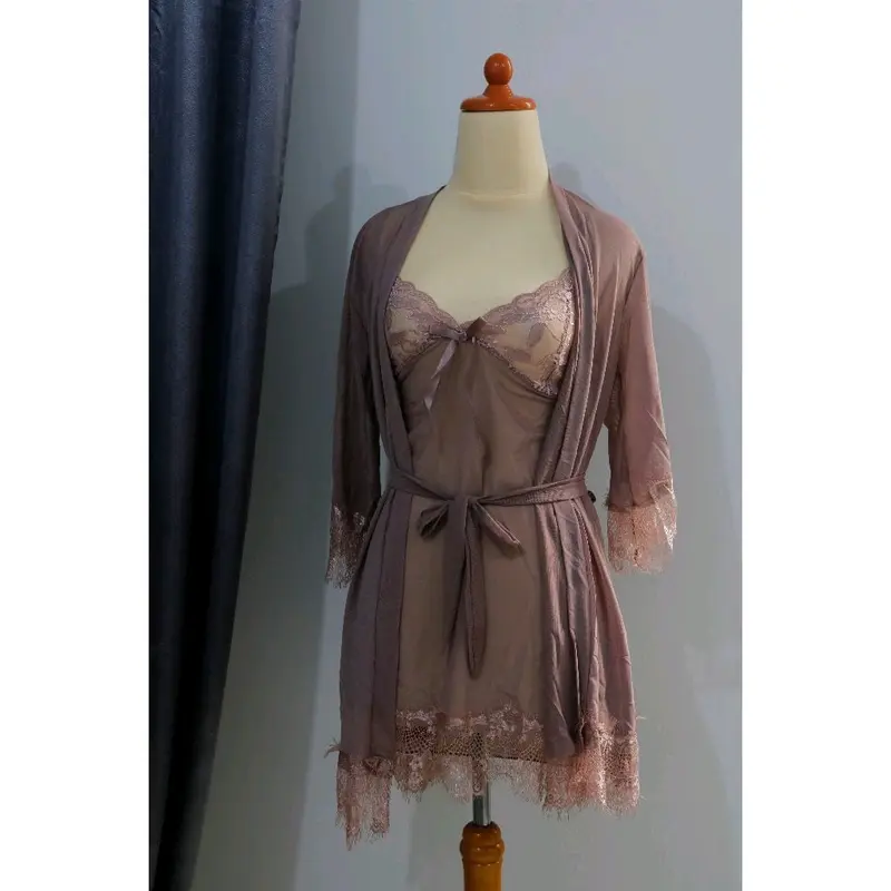 BAJUSOPAN.id baju tidur kimono lengkap set baju tidur  wanita transparan 3010 2