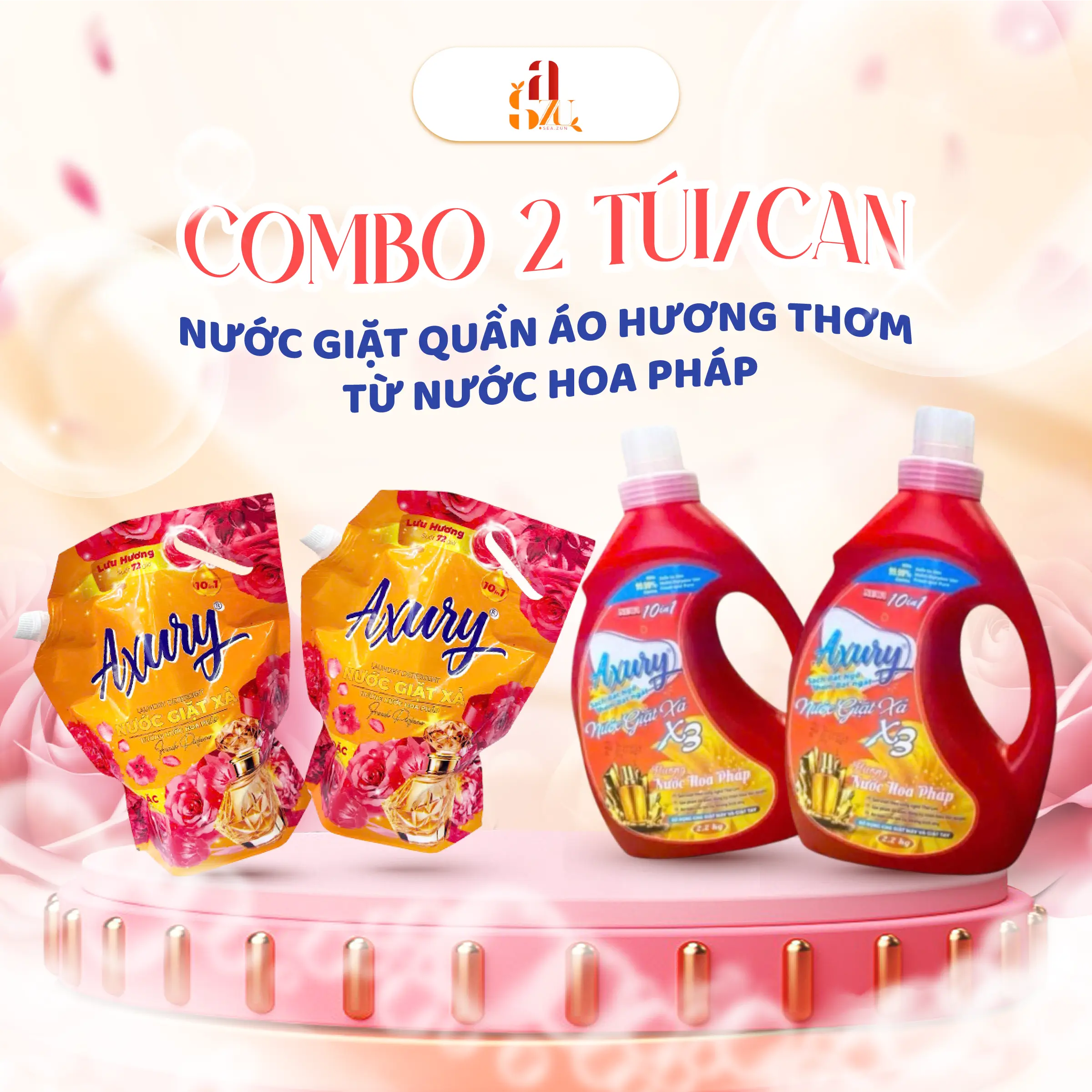 COMBO 2 [ĐỎ] TÚI/CAN Nước Giặt Quần Áo Hương Thơm Từ Nước Hoa Pháp Lưu Hương Lâu Phai Công Nghệ Mới Làm Sạch