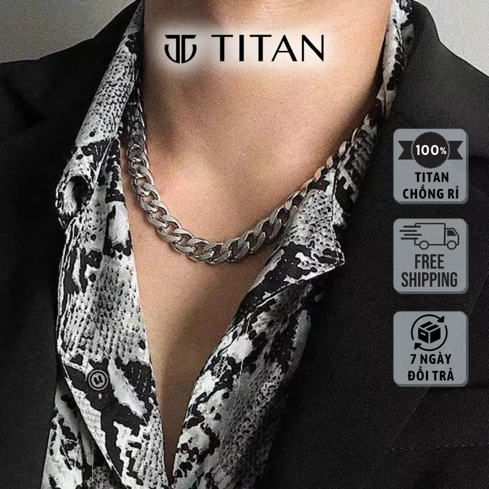Dây chuyền nam Cuban bản xích to Titan Hoa