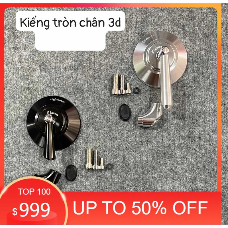 Gương chiếu hậu rizoma tròn , ngắn gọn , chân kiếng cnc 3D (phụ tùng dọn xe) Phụ Kiện