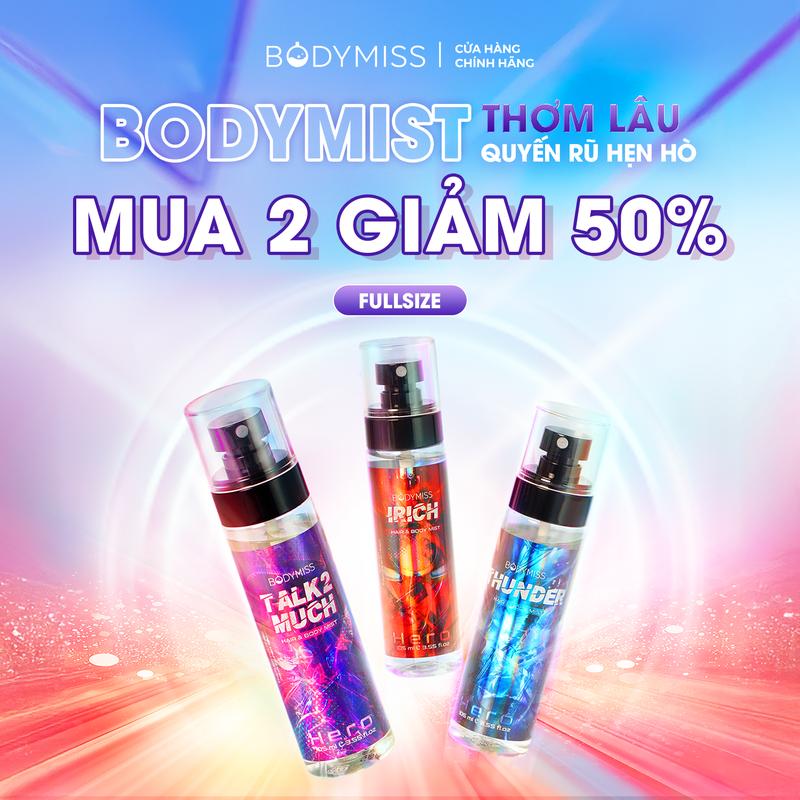 [MUA 2 GIẢM 50%] Body mist Cho Nam Nữ Unisex Lưu Hương BODYMISS - Body Mist Xịt Khử Mùi Hôi Nách Chính Hãng, Xịt Thơm Body Cho Học Sinh Sinh Viên Chai Lớn & Nhỏ - Tinh Dầu Nước Hoa Perfume Cosmetic Xịt Thơm Nước Hoa Hôi  Nách Chăm Sóc Da