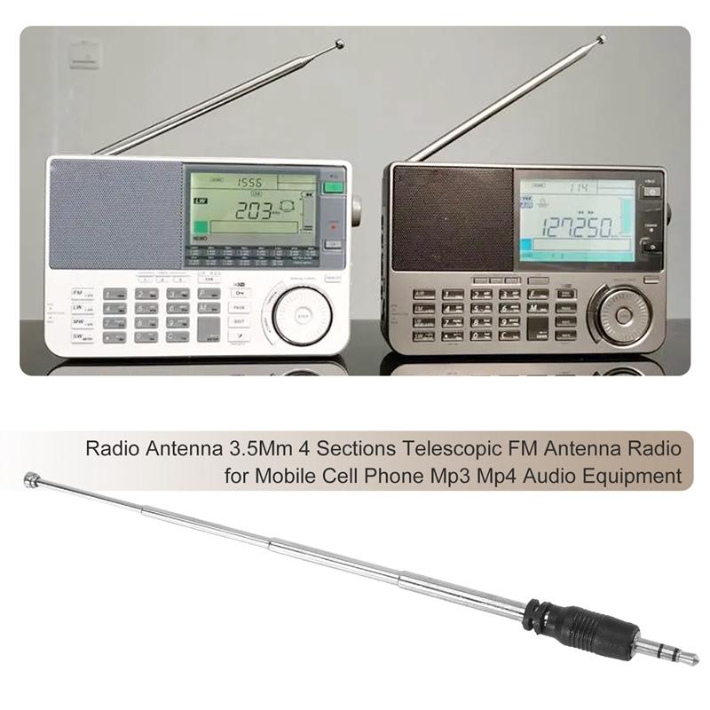 Ăng-ten đài FM Có Thể Gấp Gọn 3,5 mm, 4 phần, Bộ tăng cường tín hiệu Cầm Tay Thích hợp cho điện thoại di động, Mp3 và Mp4, Thiết bị âm thanh, Nhận rõ có lợi, Có Thể Điều Chỉnh,