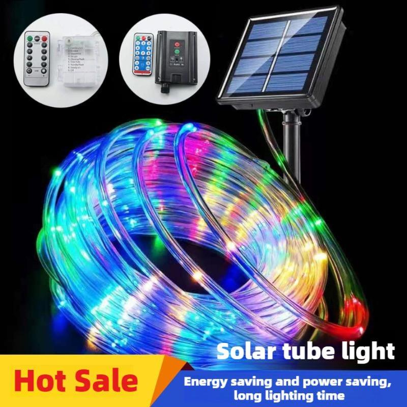 Dây Đèn LED Ống Năng Lượng Mặt Trời Hàng Mới Về Dây Đồng Đèn Ống Da Đèn Chống Nước Ngoài Trời Dải Đèn Trang Trí Tạo Không Khí Thích Hợp Cho Tòa Án