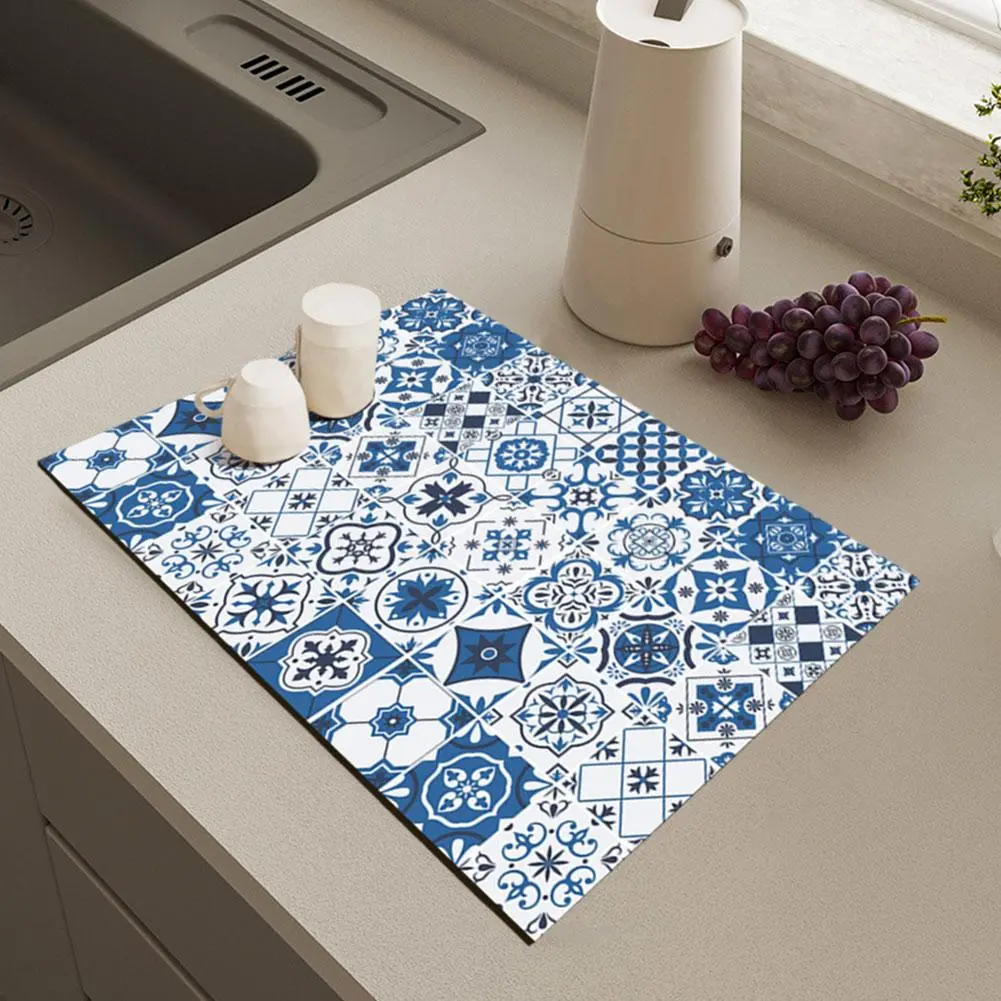 Placemats Quick-drying Placemats Kitchen Draining Mats Cups No-wash Mats Drying Bar Dishes D5W4