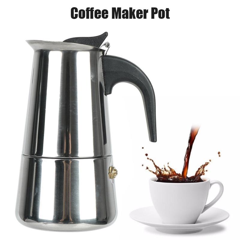 Periuk Kopi untuk Dapur, Keluli Tahan Karat, Moka Espresso Latte, Penapis Dapur, Pembuat Kopi Moka, Tersedia dalam 2/4 / 6 / 9 Cawan, Periuk Pembuat Kopi Kitchenware 0