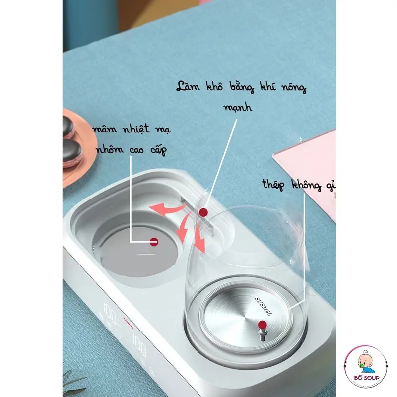 Máy tiệt trùng, hâm sữa, pha sữa đa năng Misuta có tích hợp sấy khô, điều chỉnh được nhiệt độ 2