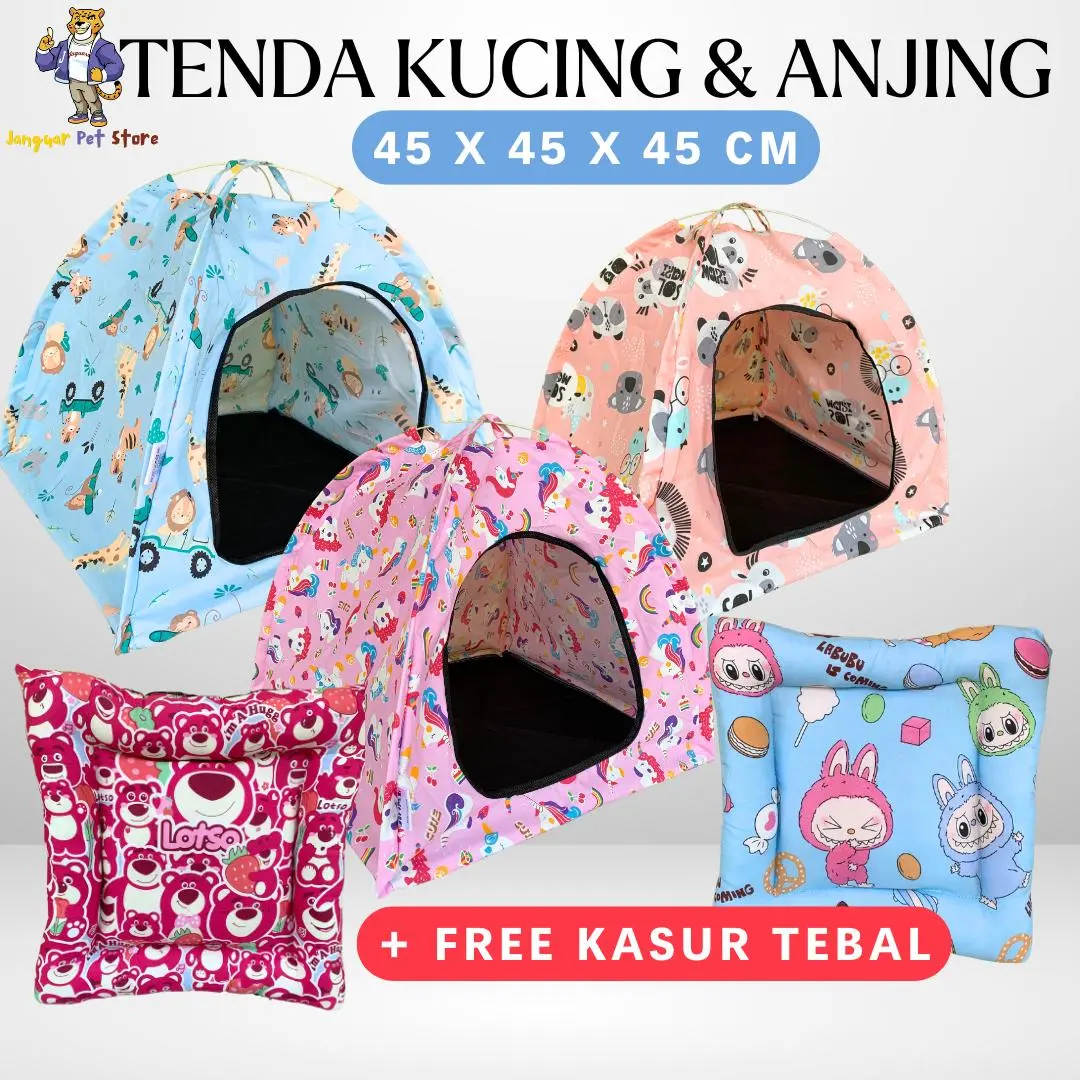 TENDA KUCING MOTIF FREE KASURNYA 45X45 TENDA KUCING BESAR ANTI AIR TENDA LIPAT KUCING PORTABLE KANDANG KUCING FORTABLE PAGAR KUCING ANJING