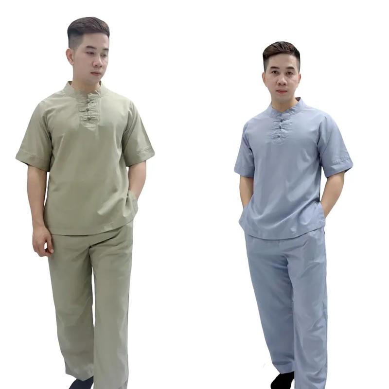 Dodichuagiasi Đồ Lam Đi Chùa Mẫu 3 Nút Ngắn Tay Dành Cho Nam Quần Âu Áo Menswear Chất Liệu Loại 1 Phù Hợp Khi Đi Lễ Chùa Giá Rẻ Đẹp