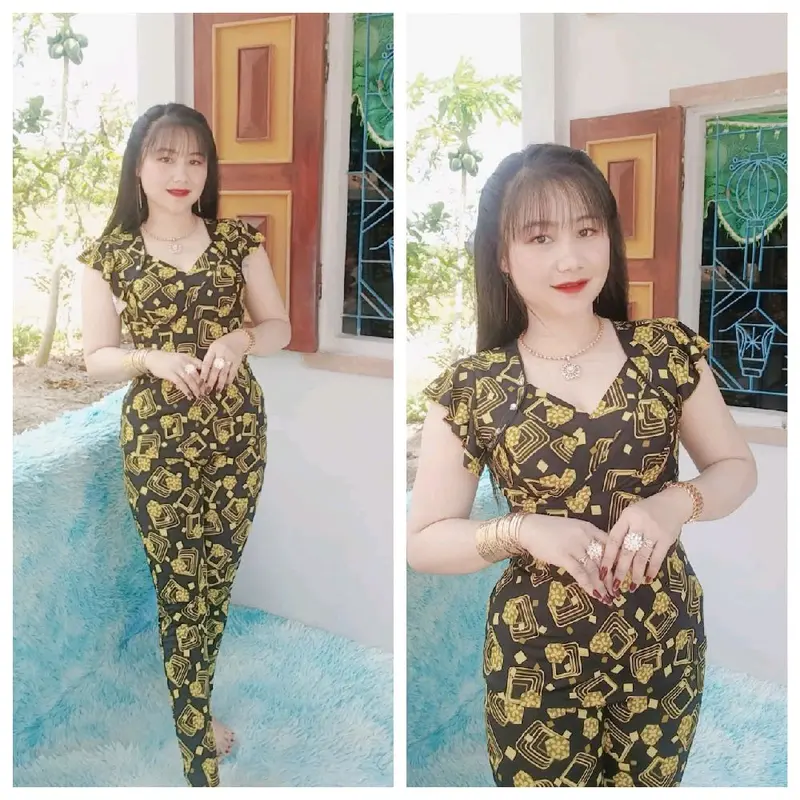 Bộ thun ati tay cánh tiên đắp chéo cổ tim đắp chéo quần dài ống nhỏ đủ size 1234 từ 40_70 kg 2