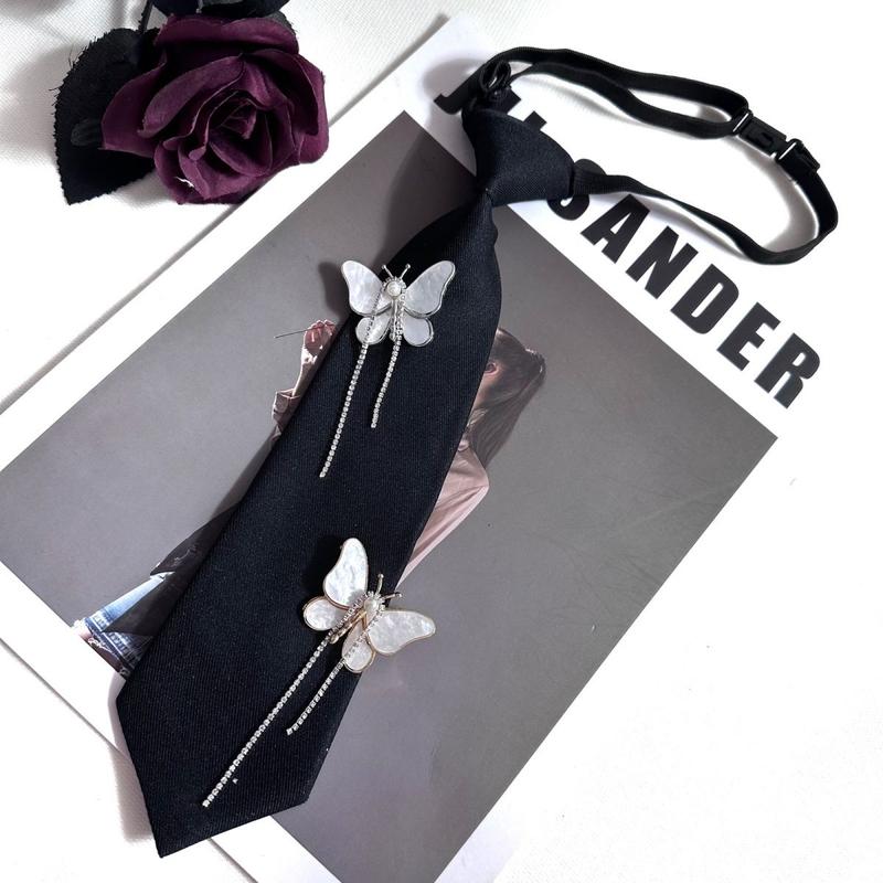 Broken Cocoon Butterfly Tie Female Butterfly Tassel Brooch Luxurious Style All-Matching Shirt Dress Neck Band Accessories New 6