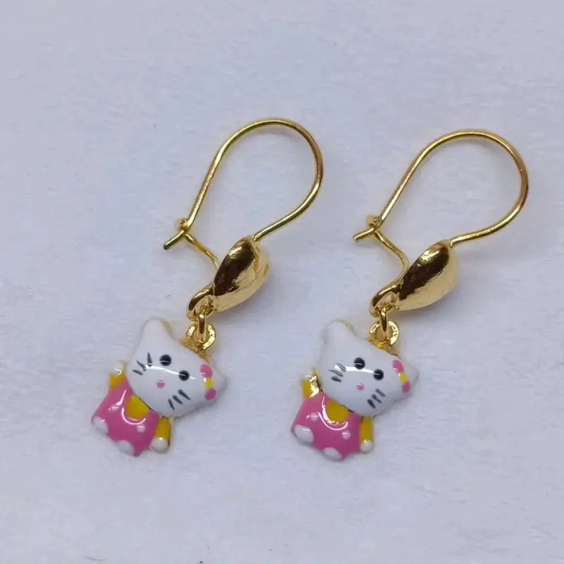 anting kait anak bandul Helokitty pink 0.5 gram emas muda 1